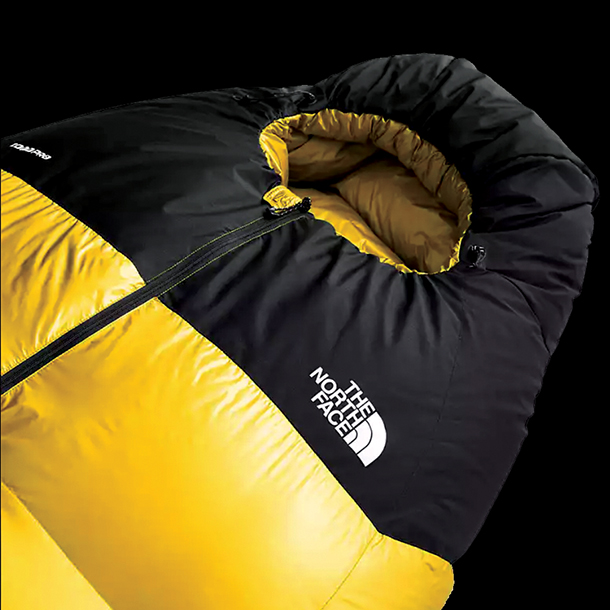 Yellow and black sleeping bag